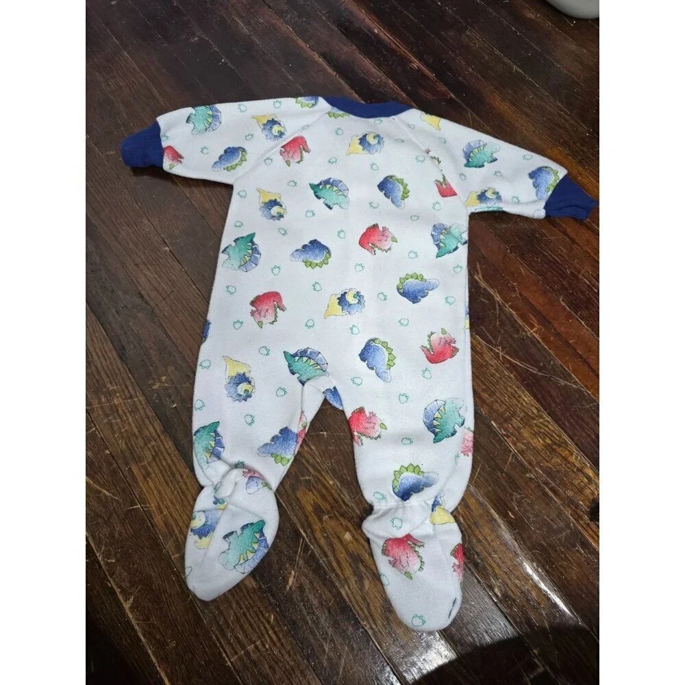 Vintage 90s Carter's Primary Colors Dinosaur Print Footed Bodysuit 0-6 Months